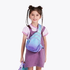 Choco Mocha Girls Sling Bags Kids Crossbody Bag for Girls Kids Sling Bags Ages 8-12 Girl Purse Christmas Purses Gifts, Purple Galaxy