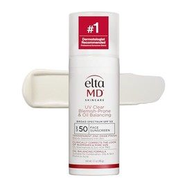EltaMD Protector solar con protección UV transparente y equilibrador de aceite SPF 50, no comedogénico con óxido de zinc, recomendado por dermatólogos