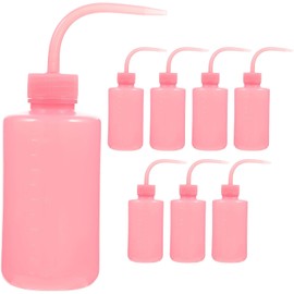OSALADI Botella Exprimible para Limpieza de Pestañas Boca Curva 250 Ml, Pack de 8 Unidades Rosa, Botella Vacía Medidor Ml para Cuidado y Lavado de Pestañas, Herramienta Útil para Belleza