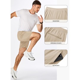 Elegancity Men's Summer Shorts, Baggy Shorts with Pockets, Elastic Waistband, Cargo Leisure Shorts, Parchment