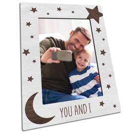 dsjaidh Wooden Frame For 4" X 6" Photo - Moon & Stars You And I - Rustic Wooden Picture Frame For Desktop, Shelf, Counter Display, Men Women Gifts, Home Decor & Supplies (Vertical) - A11
