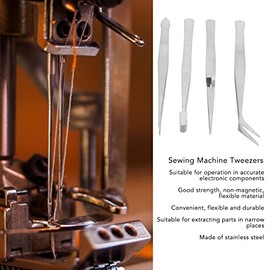 Pinzas para máquina de coser, 4 Uds., pinzas para cuentas de acero inoxidable, abrazadera de puntada de codo ancho de alta resistencia para electrónica precisa para Industrial