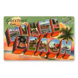 Squiddy Greetings from Miami Beach Florida - Vinyl Sticker Decal for Phone, Laptop, Water Bottle (4" Wide)