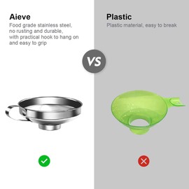 BVXCBBFDB Pack of 2 Funnels Stainless Steel Jam Funnel with Handle Large Opening Filling Funnel for Jams Liquid Oil Beans in Jars