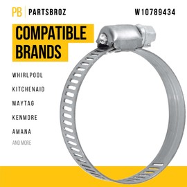 PartsBroz W10789434 Drain Hose Clamp - Compatible With Whirlpool Kenmore KitchenAid Maytag Dishwasher - Replaces AP5971447 W10169167 4282940 PS11703368 W10736523 W10763498 W10789434VP