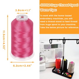 New brothread - Single Huge Spool 4000M Each Polyester Embroidery Machine Thread 40WT for Commercial and Domestic Machines - Christmas Pink