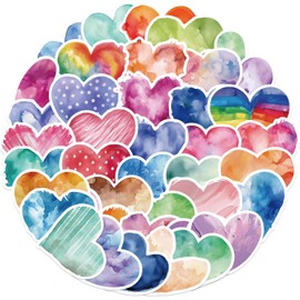 50PCS Watercolor Love Stickers,Love Stickers,Teens Boys and Girls Sticker Pack Vinyl Skateboard Guitar Door Laptop Luggage Car Bike Water Bottle Birthday Party Supplies Stickers