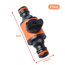 Succcuii Quick Release Shut-Off Valve 2 Pack Hose Pipe Connector, In-Line Double Tap Connector for Garden Hose Pipe, Fits for Hozelock Tap Connectors & Fittings
