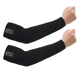 Protective Arm Sleeves, Cut Heat Resistant Arm Protectors Anti Abrasion Safety Armband for Garden Kitchen Work 1 Pair, Black (Large), Large