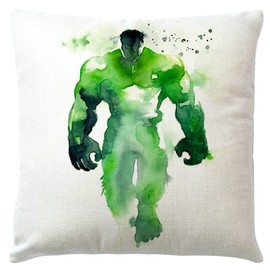 The Beach Stop Incredible Hulk Superhero Scatter Cushion Cover | Unique Design | Boys & Girls Bedroom Decor | Gift Idea for Superhero Fans | 45x45cm 18x18” | Watercolour Hulk