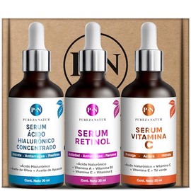 PUREZANATUR - PUREZA NATUR Kit Serum facial Acido Hialurónico, Vitamina C y Retinol anti edad | Paquete completo de serum para el cuidado...