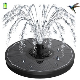GAIZERL 3.5W Solar Fountain with 2000mAh Battery - Work On Cloudy Days - Upgrade Glass Panel Solar Bird Bath Fountain, Hummingbird Water Feature Pump with 7 Nozzles, 4 Fixed Pipes for Garden, Pool