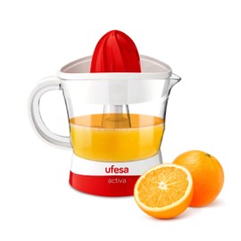 Ufesa Citrus Juicer EX4936 Electric Juicer, 25 Watts, 0.7 Litres, 2 Cones, Two Directions of Rotation, White/Red