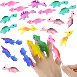 TONGXIYU Pack of 20 Slingshot Dinosaur Toys, Slingshot Dinosaur Finger Toys, Funny Flying Dinosaur, Party Toy for Children, Gift, Random Colour