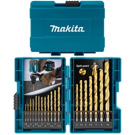 Makita HSS-TIN DIN338 Drill Bit, Set of 19, Case Included, D-67527, Twist Drill, Drill Bit for Ironwork