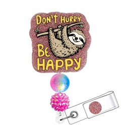 Horee Nurse Badge Reel, Cute Badge Holder Retractable with ID Clip for Nurse Accessories for Work, Funny RN Badge Holder Reels with Swivel Alligator Clip (Be Happy)