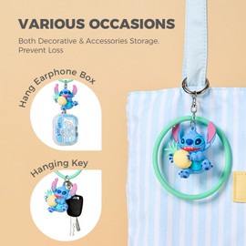 MINISO Stitch Keychain, Stitch Character Figure, Cute Bag Charm Pendant for Backpacks, Small (Green)