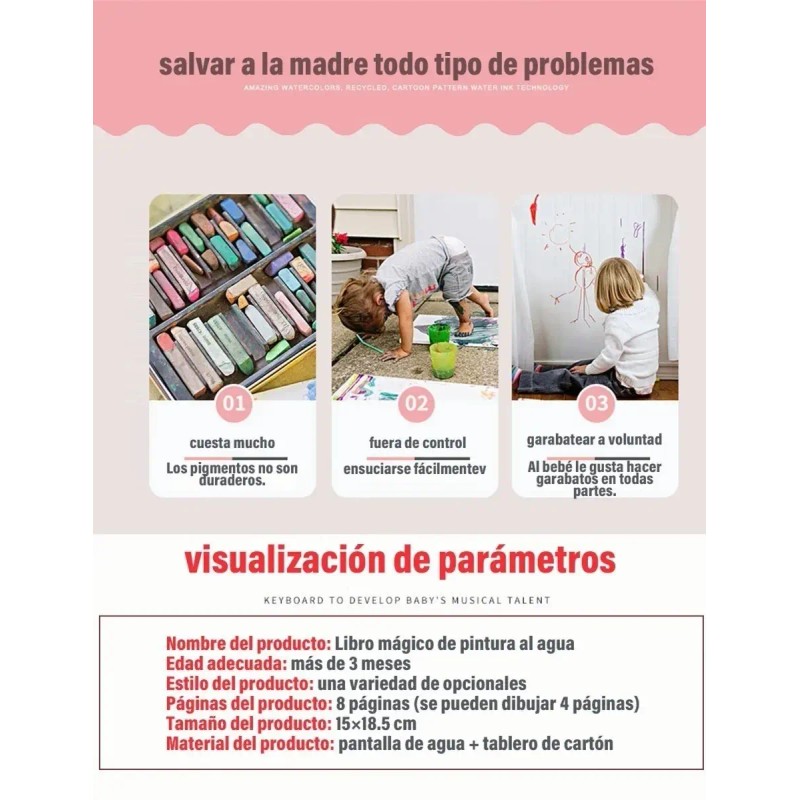 2pcs Pizarrón Mágico Libro Dibujo Agua Doodle Niños Regalos