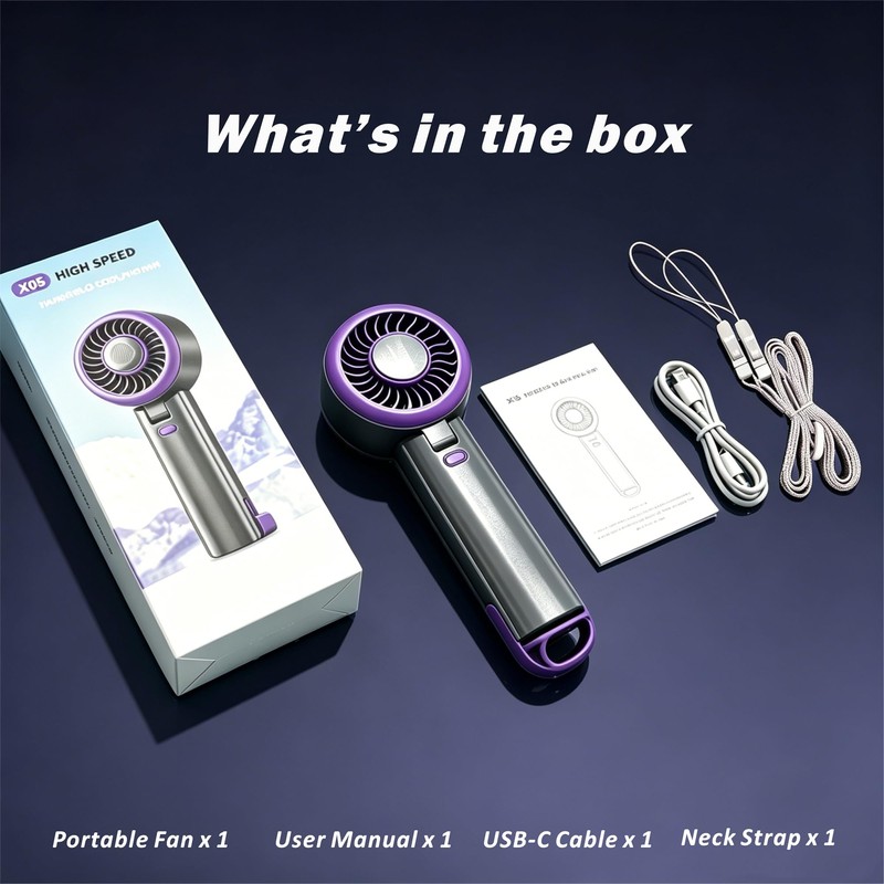 AChoice4U Portable Handheld Fan with Ice Compress with Hook (Purple-Grey)