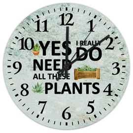 15" Silent Non-Ticking Wall Clocks Yes I Really Do Need All These Plants Home Decoration for Living Room Succulent Teachers Gift Classroom Retro Round Wooden Wall Clock Country for Cabin Restaurant