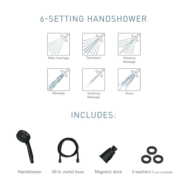 Moen Engage Magnetix Matte Black 3.5-Inch Six-Function Detachable Handheld Showerhead