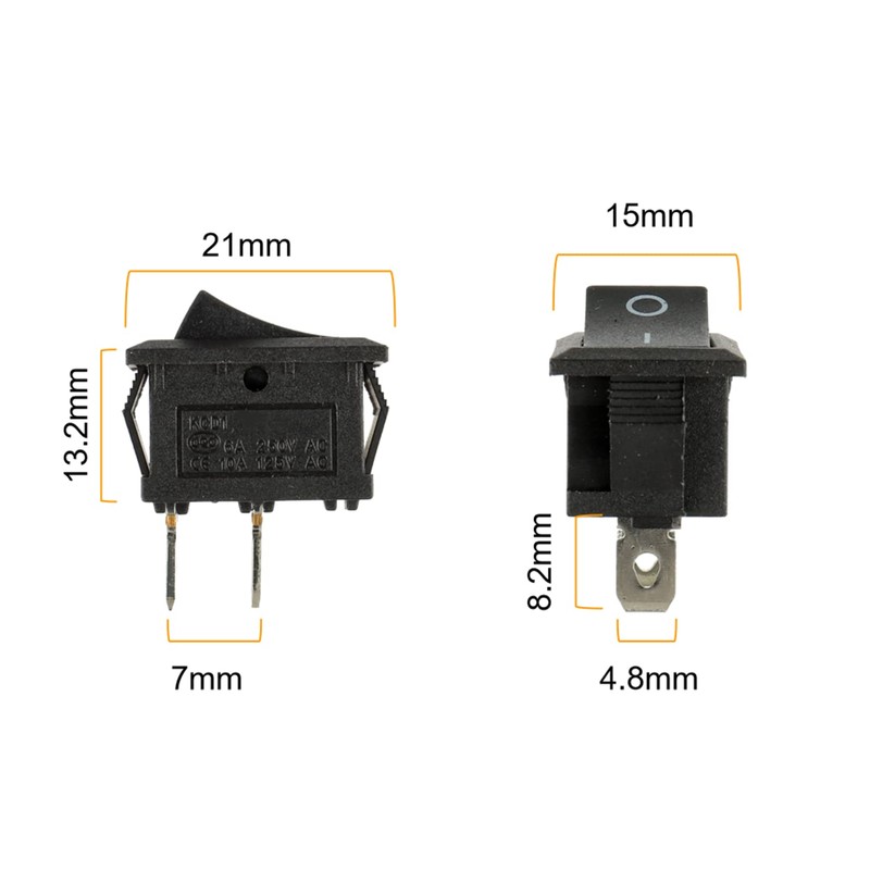 HUAREW Mini Rocker Switch T85 KCD1-101 2 Pin SPST Toggle