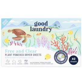 Good Laundry - Free and Clear (Unscented) Dryer Sheets, Reduce Static, Infused with Essential Oils, No Harsh Chemicals, Biodegradable, Hypoallergenic, No Plastic - Based in the USA
