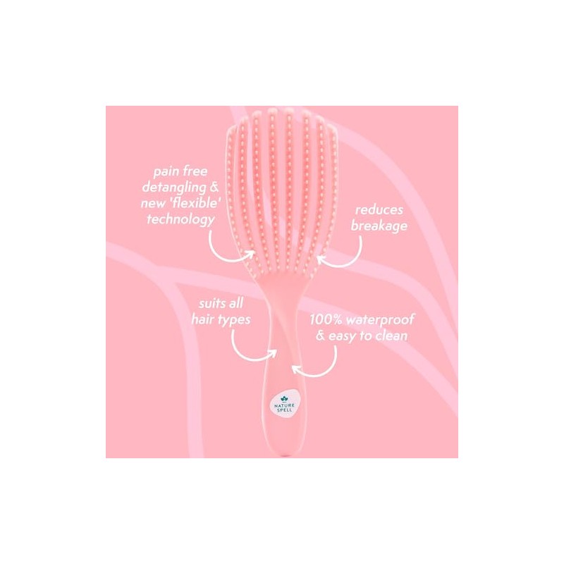 Nature Spell FlexiFlow Detangling Hair Brush, Flexible Strands for Gentle