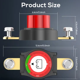 Side Post Battery Disconnect Switch, On/Off 12-48V Side Post Battery Switch Heavy-Duty Battery Disconnect Switch for Cars, Vehicles, RVs, and Boats