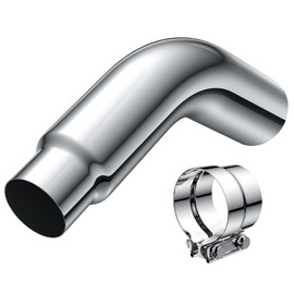 4 to 5 Inch Exhaust Elbow with Clamp, 4" Inlet 5" Outlet Chrome Exhaust Tip for Pickup Trucks and Cars