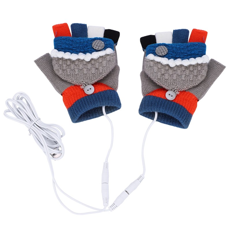 1 Pair 7.4V USB Winter Windproof Heating Gloves Outdoor Cycling