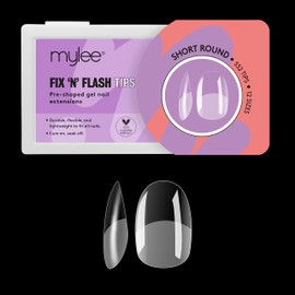 Mylee Fix N Flash Soft Gel Tips - Short Round - 552 PCS, Full Cover Soft Gel Nail Tips, Nail Art Gel Nail Extensions, Flexible & Resistant, 12 Different Sizes, Fit All Nails
