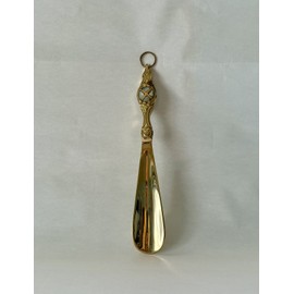 GLOBEDECOR Gold Brass Shoehorn with Mother of Pearl Engraving 9.5"