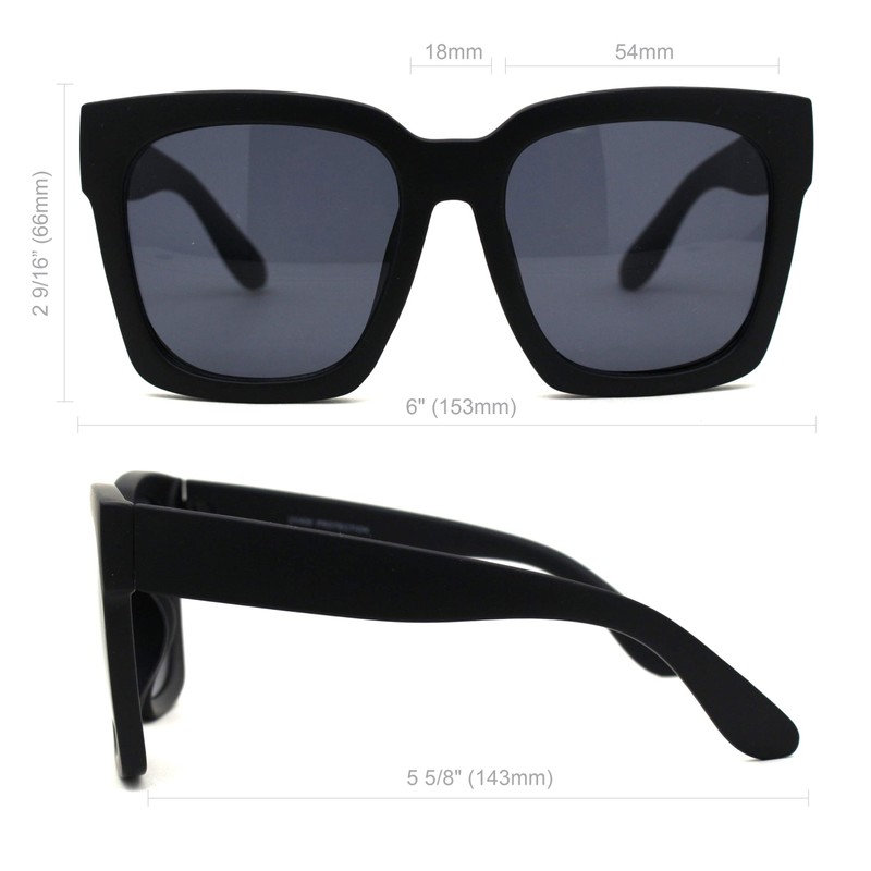 Womens Boyfriend Style Oversize Horned Rim Thick Plastic Sunglasses Matte