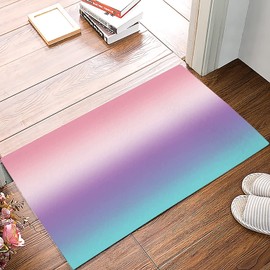 Abstract Ombre Purple Pink Bathroom Rugs Teal Gradient Non Silp Bath Mat Bathmat Super Absorbent Washable Floor Mat Rubber Backed Waterproof Shower Mats 18X30Inch
