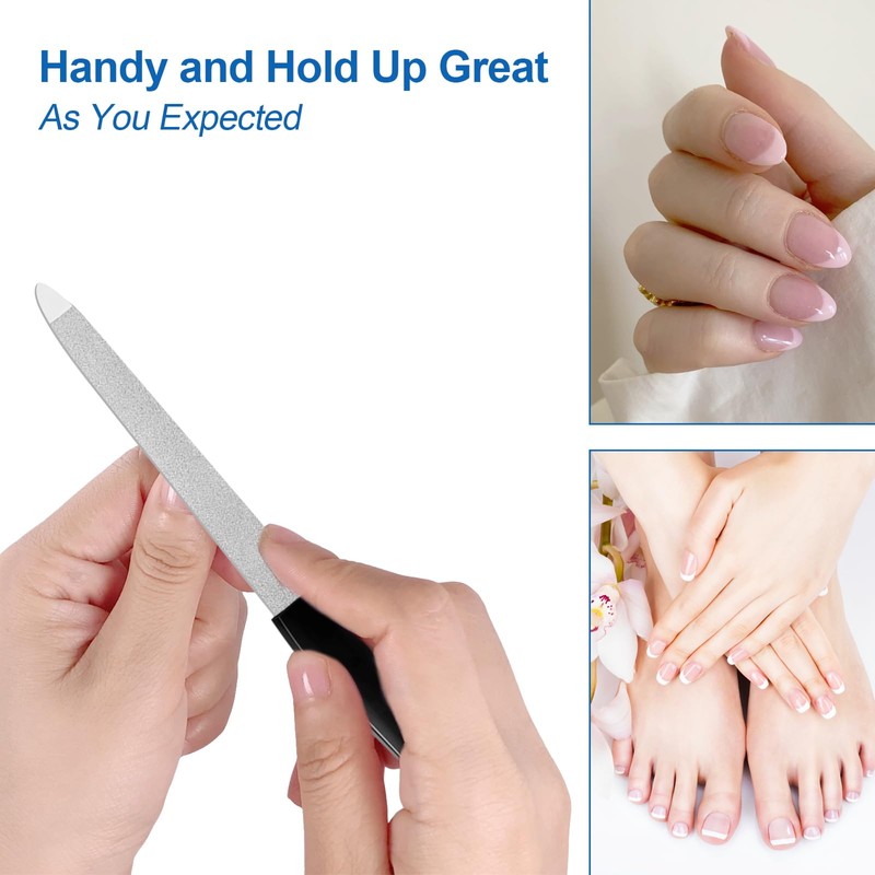 Fingernail Files (6 Pack), Metal Nail Files for Natural Nails