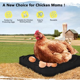 COCIVIVRE 6 Pack Washable Chicken Nesting Pads for Coop Silicone Nesting Pads for Chicken Coop Nesting Box for Laying Eggs 12"x 12" Reusable Chicken Laying Pads with Clean Brush -Style A Black
