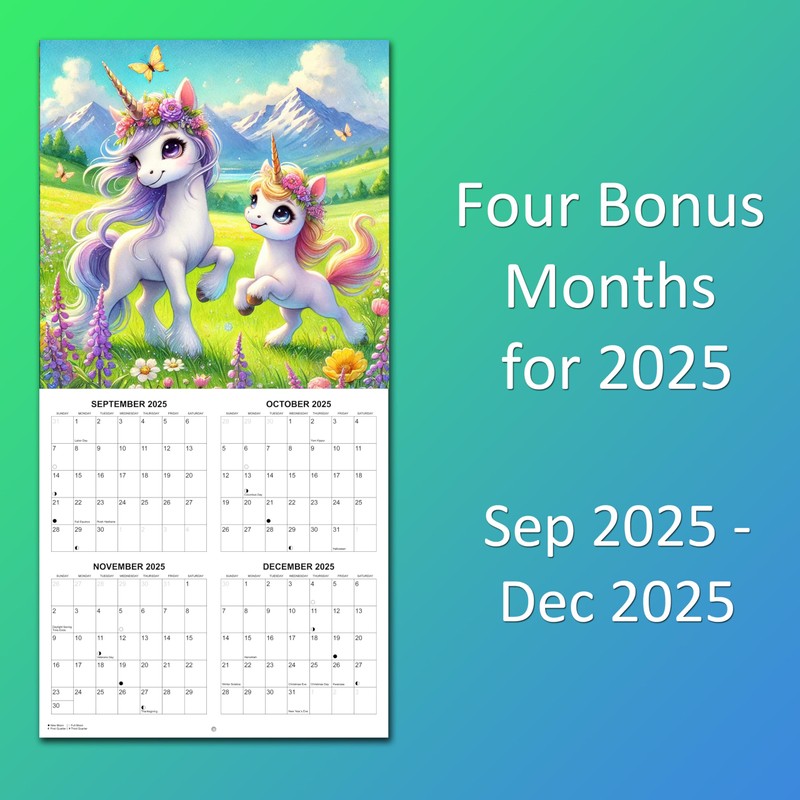 2026 Unicorns Monthly Wall Calendar | 12" x 24" |