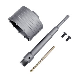 GUICGOC 76mm / 3 inch Concrete Hole Saw with 220mm SDS Plus Shank Connecting Rod, Tungsten Carbide Teeth (7.7mm x 4mm) Cement Hole Saw for Concrete Cement Brick Wall Stone (76mm (3 inch)