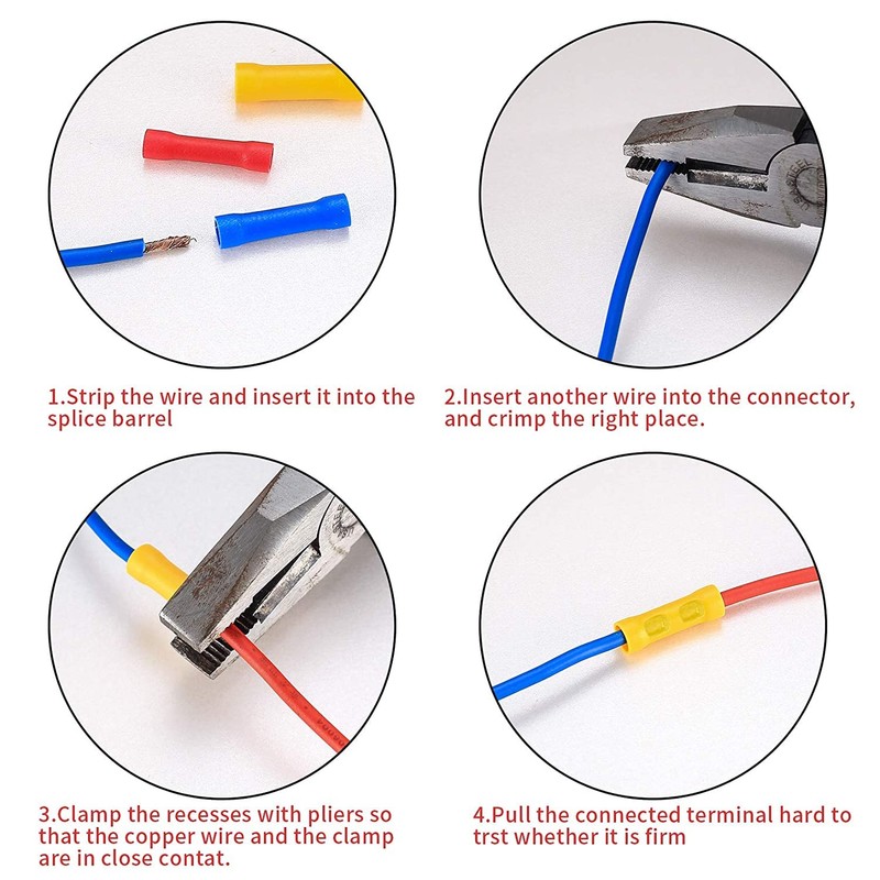 QOOSIKICC 150 Pcs Electrical Butt Connectors Kit, Butt Splice Crimp