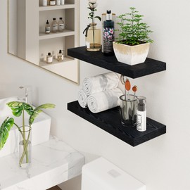 Fun Memories 55 Inch Floating Shelf, Large Display Shelf & Storage Shelf, 8 Inch Deep Floating Shelves for Wall, Rustic Wood Floating Shelves Wall Mounted, Black, Set of 1