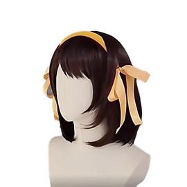 Haruhi Suzumiya Cosplay Wig, Haruhi Wig, with Yellow Ribbon