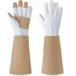 Tavaleu Gardening Gloves for Women, Leather Long Sleeve Garden Gloves, Breathable Thorn-Proof Gloves for Gardening & Yard Work Medium