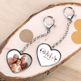 Herz & Heim® Metal Key Ring in Heart Shape with Your Own Photo / Photo Gift, Grandma