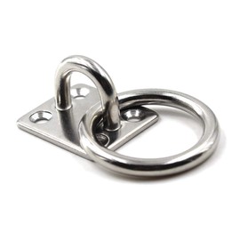 M10 Eye Plate 304 Stainless Steel Hook Wall Mounted Hook with Ring Pack of 1 (Screws Included)