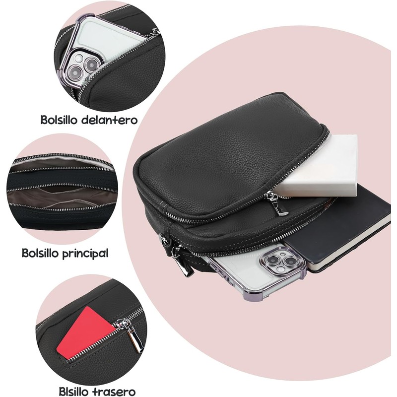 Bolso Crossbody para Mujer con Correa Ajustable y Bolsillo con