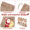 24 Pack Christmas Linen Bags with Drawstrings, 8 Designs Small