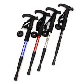 Spring Built-in Safety Shock Absorption Mountaineering Necessities Stick Supplies Item Cane Ultra Light Duralumin T-stick/red