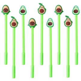JKJF 9 Pieces Avocado Gel Pen Fruit Gel Ink Pen Cartoon Cute Gel Pen Fine Tip Rollerball Pen for School Office Stationery - 0.5mm Black