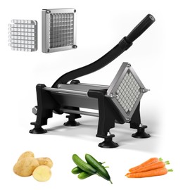French Fry Cutter for Potatoes, Stainless Steel Potato Cutter with 3/8 Inch Blades, Commercial French Fries Slicer for Whole Potatoes, Carrots, Cucumbers(3/8 Inch Blade)